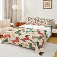 thumbnail image 1 of Homewish Kawaii Dachshund Twin Sheet Sets,Pet Dogs Twin Fitted Sheet,Brown Green Red Flat Sheet For Girls Boys,Super Cozy Room Decor,3 Pieces, 1 of 7