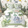 thumbnail image 1 of Homewish Kawaii Dino Dinosaur 7-Piece Twin Bedding Sets,Hawaii Coconut Tree Bedding Comforter Set,Green Gray Sheet Sets For Boys Child,Ultra Soft Home Decor Reversible, 1 of 8