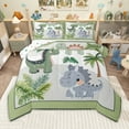 thumbnail image 1 of Homewish Kawaii Dino Dinsaur Bedding Comforter Set,Hawaii Coconut Tree Twin Comforter Sets,Green Gray Bedding Set For Boys Child,Ultra Soft Home Decor Reversible,2 Pieces, 1 of 8