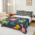 thumbnail image 1 of Homewish Kawaii Dino Dinosaur Twin Sheet Sets,Ancient Animal Twin Fitted Sheet,Deepblue Green Orange 03 For Boys Child,Ultra Soft Home Decor,3-Piece, 1 of 7
