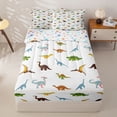 thumbnail image 1 of Homewish Kawaii Dino Zipper Full Size Comforter Sets with Fitted Sheet and 2 Pillowcases,Safari Animals Zipper Bedding Set,White,Colorful Stars Reversible,4pcs, 1 of 8