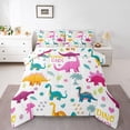 thumbnail image 1 of Homewish Kawaii Dinosaur 3 Pieces Queen Comforter Set for Children Teens Girls,Cute Animal Ultra Soft Bedding Sets,Cartoon Animal Dino Bedding Comforter Set,Super Cozy Room Decor,Reversible, 1 of 8