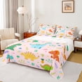 thumbnail image 1 of Homewish Kawaii Dinosaur Animal Twin Sheet Sets, Cartoon Style Twin Fitted Sheet, Teens Kids Boys Girls Flat Sheet, Microfiber Bedroom Decor, 3 Pieces, 1 of 7
