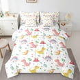 thumbnail image 1 of Homewish Kawaii Dinosaur Kids Bedding Comforter Set 7pcs, Cute Cartoon Animal Queen Bedding Sets, Flower Leaf Plant Reversible Queen Sheet Sets, Microfiber Bedroom Decor, 1 of 7