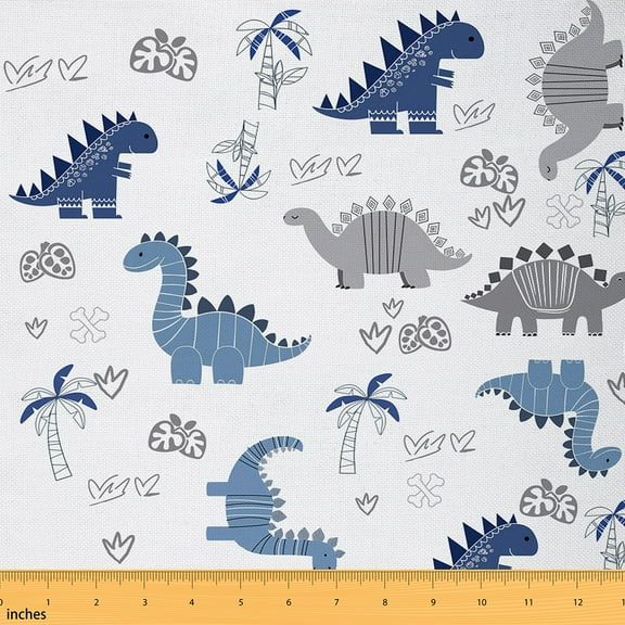 Homewish Kawaii Dinosaur Print 01 for Kids, Coconut Palm Plant Room Decor Fabric by the Yard, Cartoon Animal Sewing Fabric, Luxury Bedroom Decor