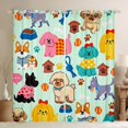 thumbnail image 1 of Homewish Kawaii Dog Kitchen Curtains,Cute Corgi Pug Black Out Curtains Pack of 2 (42x63 Each),Green, 1 of 6