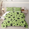 thumbnail image 1 of Homewish Kawaii Dog Paw Quilt Full,Cartoon Pet Full Bedspread Sets,Green,Heart Decor,3pcs, 1 of 7