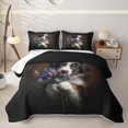 thumbnail image 1 of Homewish Kawaii Dog Twin Quilt Set,Purple Daisy Floral Twin Coverlet Set,Pet Lover Decor,2-Piece, 1 of 7