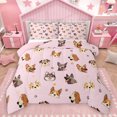 thumbnail image 1 of Homewish Kawaii Dogs Bedding Comforter Set,Cute Dog Paws Twin Comforter Sets,Pink Brown Bedding Set For Teens,Luxury Bedroom Decor Reversible,2 Pieces, 1 of 8