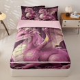thumbnail image 1 of Homewish Kawaii Dragon Zipper Full Size Comforter Sets with Fitted Sheet and 2 Pillowcases,Lavender Rose Floral Zipper Bedding Set,Pink,Pink Reversible,4pcs, 1 of 8