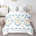 thumbnail image 1 of Homewish Kawaii Duck Goose Animal Bedding Comforter Set 7-Piece, Cartoon Bow-tie King Bedding Sets, Cute Flower Floral Reversible Bed Sheets, Lightweight Room Decor, 1 of 7