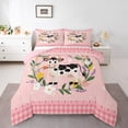 thumbnail image 1 of Homewish Kawaii Farm Cow Animal Full Size Comforter Sets for Teens, Dreamy Flower Floral Bedding Comforter Set, Pink Buffalo Checkered Reversible Bedding Sets, Super Cozy Room Decor, 3pcs, 1 of 8