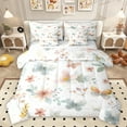 thumbnail image 1 of Homewish Kawaii Flower Butterfly 7pcs Bedding Comforter Set,Country Floral Queen Bedding Sets,White Teal Pink Queen Sheet Sets For Men Women,Super Cozy Room Decor Reversible, 1 of 8