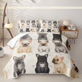 thumbnail image 1 of Homewish Kawaii French Bulldog Quilt Full,Cartoon Pet Dog Full Bedspread Sets,Cream,3-Piece, 1 of 7
