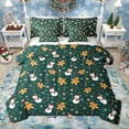 thumbnail image 1 of Homewish Kawaii Gingerbread Man 7-Piece Bedding Comforter Set,Cute Christmas Snowman King Bedding Sets,Green Brown White Bed Sheets For Girls Kids,Breathable Home Decor Reversible, 1 of 8