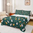 thumbnail image 1 of Homewish Kawaii Gingerbread Man Bed Sheets,Cute Christmas Snowman King Sheets,Green Brown White Sheet Set For Girls Kids,Breathable Home Decor,4-Piece, 1 of 7