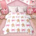 thumbnail image 1 of Homewish Kawaii Gingerbread Man Bedding Comforter Set 7 Pieces, Princess Watercolor Bow-tie Full Bedding Set, Teens Kids Girls Reversible Fitted Sheet Flat Sheet, Ultra Soft Bedroom Decor, 1 of 7