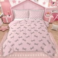 thumbnail image 1 of Homewish Kawaii Glitter Bow Full Size Comforter Sets for Girls, Kawaii Cartoon Ribbon Bedding Comforter Set, Girly Pink Bowknot Reversible Bedding Sets, Luxury Bedroom Decor, 3 Pieces, 1 of 8