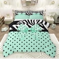 thumbnail image 1 of Homewish Kawaii Green Bow Knot Boy Girl 3 Pieces Queen Comforter Set,Polka Dots Ultra Soft Bedding Sets,Animal Zebra Print Bedding Comforter Set Breathable,Super Cozy Room Decor,Reversible, 1 of 8