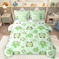thumbnail image 1 of Homewish Kawaii Green Frog 7pcs Bedding Comforter Set For Preppy Children,Cartoon Animal Queen Bedding Sets Super Cozy,Polka Dots Queen Sheet Sets,Microfiber Bedroom Decor,Reversible, 1 of 8