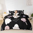 thumbnail image 1 of Homewish Kawaii Halloween Ghost Duvet Cover Queen for Girls, Spider Coffin Lollipop Bat Queen Bedding, Black Reversible, 3 Pieces, 1 Duvet Cover and 2 Pillowcases, 1 of 6
