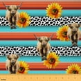 thumbnail image 1 of Homewish Kawaii Highland Cattle Fabric by the Yard 1 Yard,Farmhouse Cowhide Home Decor Fabric by the Yard,Rustic Floral Sunflower Sewing Fabric For Boys Kids,Luxury Bedroom Decor, 1 of 6