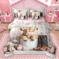 thumbnail image 1 of Homewish Kawaii Highland Cow 7-Piece Bedding Comforter Set,Western Cowboy Boots King Bedding Sets,Pink Flower Floral Bed Sheets For Teens,Super Cozy Room Decor Reversible, 1 of 8