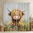 thumbnail image 1 of Homewish Kawaii Highland Cow Black Out Curtains, Rustic Farmhouse Animal Curtains Pack of 2 (42x63 Each), Groovy Flower Bedroom Curtains, Curtains Blackout Decor, 1 of 6