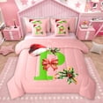 thumbnail image 1 of Homewish Kawaii Initial P Letter Bedding Comforter Set 7pcs, Christmas Hat Flower Queen Bedding Sets, Girly Pink Cartoon Reversible Queen Sheet Sets, Breathable Home Decor, 1 of 7