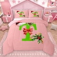 thumbnail image 1 of Homewish Kawaii Initial T Letter Full Size Comforter Sets, Christmas Hat Flower Bedding Comforter Set, Girly Pink Cartoon Reversible Bedding Sets, Super Cozy Room Decor, 3pcs, 1 of 8