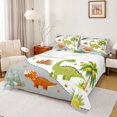 thumbnail image 1 of Homewish Kawaii Jungle Dinosaur Bed Sheets, Tropic Coconut Tree King Sheets, 4pcs, 1 of 7