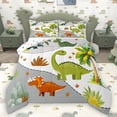 thumbnail image 1 of Homewish Kawaii Jungle Dinosaur Bedding Comforter Set for Kids, Tropic Coconut Tree Twin Comforter Sets, Cartoon Funny Animal Reversible Bedding Set, Ultra Soft Bedroom Decor, 2pcs, 1 of 8