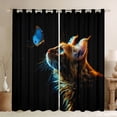 thumbnail image 1 of Homewish Kawaii Kitten Cat Curtains Pack of 2 (42x84 Each), Mystic Butterfly Animal Curtains Blackout, Teens Kids Boys Girls Bedroom Curtains, Blackout Curtains Room Decor, 1 of 6