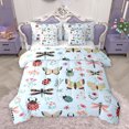 thumbnail image 1 of Homewish Kawaii Ladybug Insect Bedding Comforter Set 7 Pieces for Kids, Butterfly Dragonfly Full Bedding Set, Blue Cartoon Flower Reversible Fitted Sheet Flat Sheet, Luxury Bedroom Decor, 1 of 7