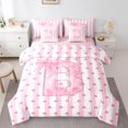 thumbnail image 1 of Homewish Kawaii Letter B Bedding Comforter Set 7pcs for Kids, Princess Pink Bowknot Queen Bedding Sets, Cute Cartoon Ribbon Reversible Queen Sheet Sets, Lightweight Room Decor, 1 of 7