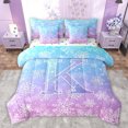 thumbnail image 1 of Homewish Kawaii Letter K Twin Bedding Sets 7-Piece for Girl, Cartoon Snowflake Monogrammed Bedding Comforter Set, Merry Christmas Sheet Sets, Microfiber Bedroom Decor, 1 of 7
