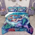 thumbnail image 1 of Homewish Kawaii Mermaid Princess Queen Comforter Set,Cartoon Sea Animal Bedding Sets,Colorful Shell Coral Bedding Comforter Set For Girl Kids,Luxury Bedroom Decor Reversible,3pcs, 1 of 8