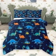 thumbnail image 1 of Homewish Kawaii Navy Dinosaur Bedding Comforter Set for Kids, Tropic Coconut Tree Twin Comforter Sets, Cartoon Animal Reversible Bedding Set, Luxury Bedroom Decor, 2 Pieces, 1 of 8