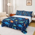 thumbnail image 1 of Homewish Kawaii Navy Dinosaur Full Size Sheets for Kids, Tropic Coconut Tree Bed Sheets, Cartoon Animal Sheet Sets, Luxury Bedroom Decor, 4 Pieces, 1 of 7