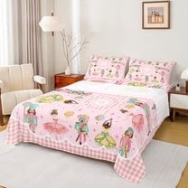 Homewish Kawaii Nutcracker 3pcs Twin Sheet Sets For Children Teens Adults,Happy Christmas Xmas Twin Fitted Sheet,Geometric Plaid Breathable Flat Sheet,Ballet Dance Room Decor