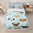 thumbnail image 1 of Homewish Kawaii Pet Dog Zipper Twin Comforter Sets with Fitted Sheet and 2 Pillowcases,Cute Animal Al Zipper Bedding Set,Blue,Polkadot Reversible,4pcs, 1 of 8