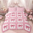 thumbnail image 1 of Homewish Kawaii Pink Bowknot Bedding Comforter Set 2pcs for Children Kids Teens,Dreamy Princess Twin Comforter Sets Microfiber,Geometric Plaid Stripes Breathable Bedding Set,Microfiber Bedroom Decor, 1 of 8