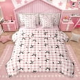 thumbnail image 1 of Homewish Kawaii Pink Buffalo Twin Bedding Sets 7-Piece for Kids, Princess Bowknot Bow Bedding Comforter Set, Love Heart Reversible Sheet Sets, Lightweight Room Decor, 1 of 8
