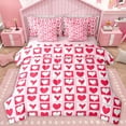 thumbnail image 1 of Homewish Kawaii Pink Loves 7-Piece Bedding Comforter Set,Modern Geometric Checkered King Bedding Sets,Pink White Bed Sheets For Girl Teens,Ultra Soft Home Decor Reversible, 1 of 8