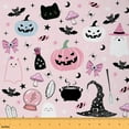 thumbnail image 1 of Homewish Kawaii Pink Pumpkin Fabric by the Yard 2 Yards for Kids, Halloween Witch Hat Sewing Fabric, Sugar Cartoon Fabric for Sewing, Lightweight Room Decor, 1 of 6