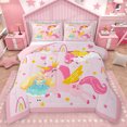 thumbnail image 1 of Homewish Kawaii Pink Unicorn Bedding Comforter Set for Kids, Fairy Tale Princess Twin Comforter Sets, Cute Stars Love Heart Reversible Bedding Set, Microfiber Bedroom Decor, 2-Piece, 1 of 8