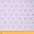 thumbnail image 1 of Homewish Kawaii Princess Bowknot 01 for Kids, Purple Checkered Buffalo Room Decor Fabric by the Yard, Cartoon Ribbon Theme Sewing Fabric, Microfiber Bedroom Decor, 1 of 6
