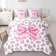 thumbnail image 1 of Homewish Kawaii Princess Ribbon Twin Bedding Sets 7-Piece for Girls, Fashion Thistle Leopard Print Bedding Comforter Set, Cute Cartoon Reversible Sheet Sets, Luxury Bedroom Decor, 1 of 7