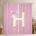 thumbnail image 1 of Homewish Kawaii Princess Style Black Out Curtains for Teen, Kawaii Initial H Letter Curtains Pack of 2 (42x63 Each), Pink Stripes Line Bedroom Curtains, Curtains Blackout Home Decor, 1 of 6