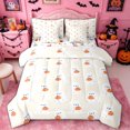 thumbnail image 1 of Homewish Kawaii Pumpkin Ghost King Bedding for Family, Fall Thanksgiving Day King Bed in a Bag, Halloween Reversible, 7pcs, 1 of 7